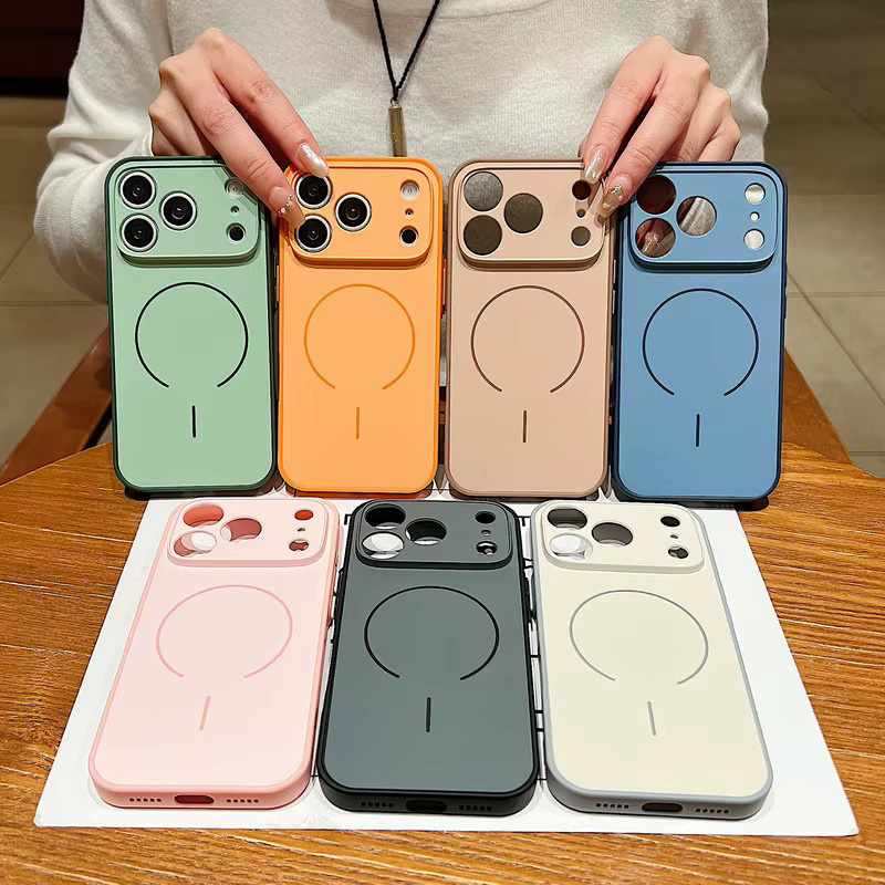 Magnetische Linsenschutzhülle für iPhone 17, 16, 15, 14, 13 Pro Max in Orange mit MagSafe Wireless Charging Kompatibilität - Bild 3