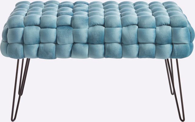 Bank in Turquoise mit Polsterung aus Polyester und MDF-Holzfaserplatten, B/T/H: 77,0 x 42,0 x 37,0 cm - Bild 1