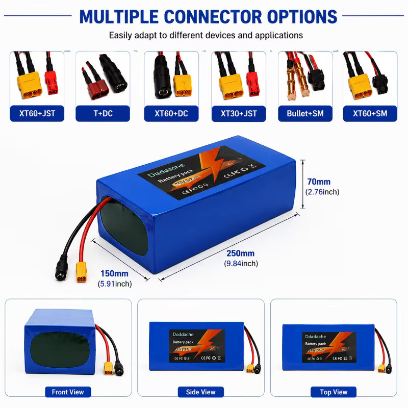 Ryobi 48V 60000mAh Lithium-Akkupack 13S8P mit Smart BMS und USB-C, blauer 18650 Li-Ion Akku für E-Bike, Elektroroller und Solarenergie-Speicher - Bild 4