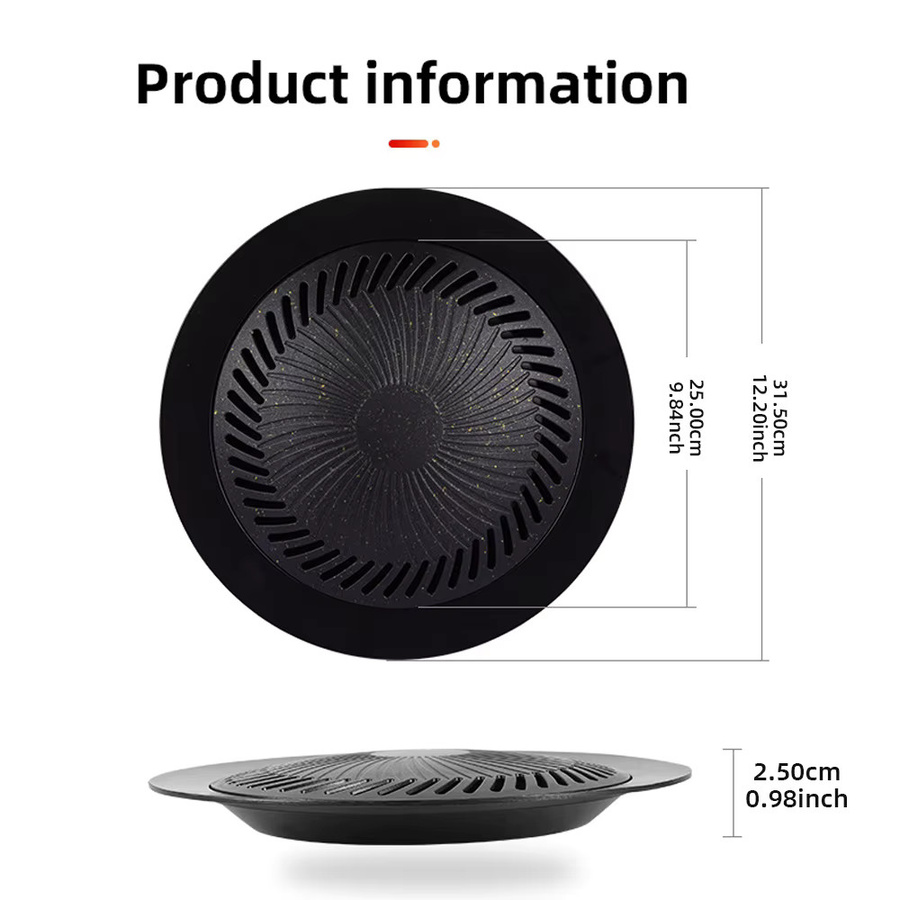Kosun Koreanische Grillpfanne mit Antihaftbeschichtung in Schwarz, Durchmesser: 25,4 cm - Bild 4