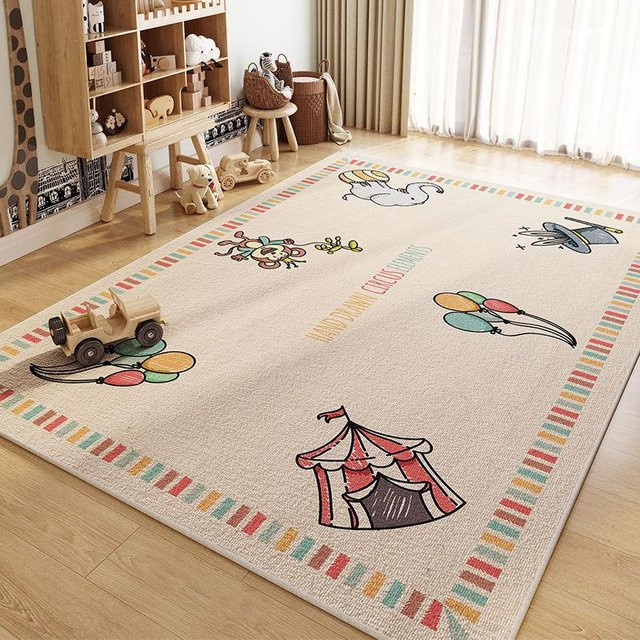 BC-Warm Home Kinder Teppich mit Cartoon-Motiv, rutschfest und waschbar, beige, B: 80 cm, L: 160 cm - Bild 1