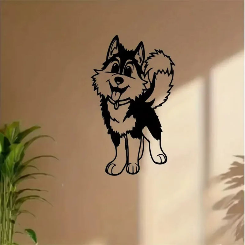 CIFBUY Moderne Husky Hund Metall Wandkunst Skulptur Schwarz Hängende Tier Dekoration - Bild 2