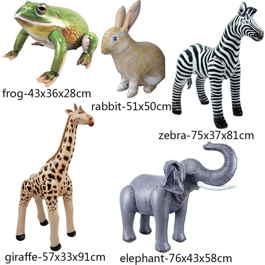 Aufblasbare Tierballons von Lingfeng als Dekoration für Hochzeiten und Geburtstage, Set mit Kuh, Elefant und Giraffe in Multicolor aus PVC - Bild 2