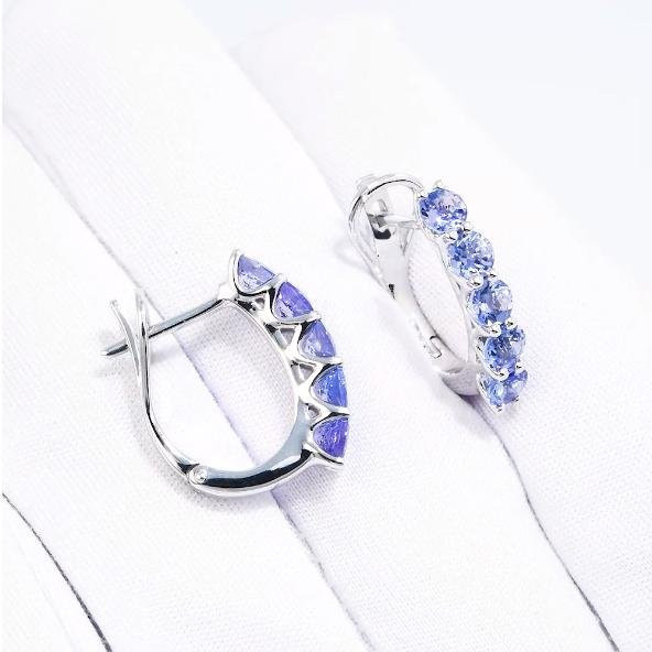 Umcho Ohrring 925 Silber, Tansanit, Zirkonia, Damen - Bild 1