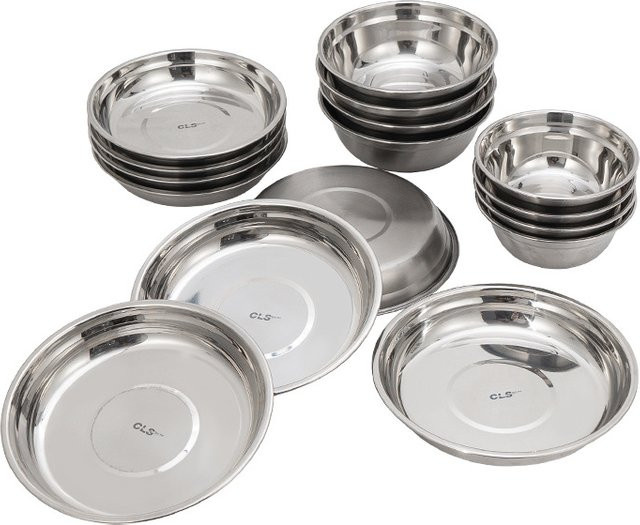 NOBANA Camping Geschirrset aus 304 Edelstahl, 16-teilig, Silber - Bild 1