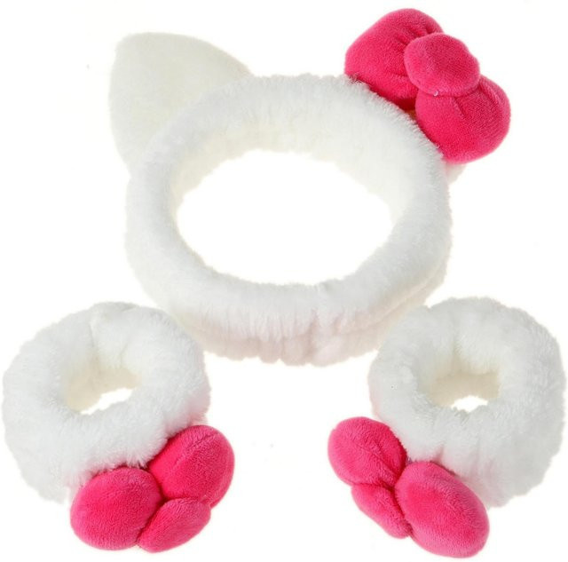 Rd lala Haar-Set, Katzenohren-Haarband & Haargummis, Weiß-Rosa, Damen - Bild 1