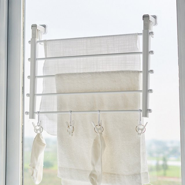 Aihogard Faltbares Wäschegestell in Weiß für Balkon und Badezimmer - Bild 1