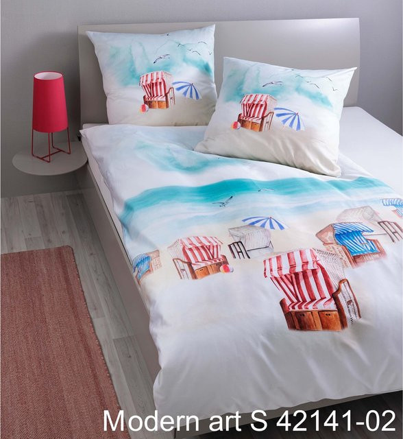 Janine Bettwäsche Modern Art aus Mako-Satin in Weiß und Multicolour mit floralem Naturdesign - Bild 1