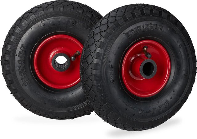 Relaxdays Sackkarrenrad aus Gummi und Stahl in Schwarz und Rot, luftbereift, Durchmesser: 26 cm, Breite: 8,5 cm - Bild 1