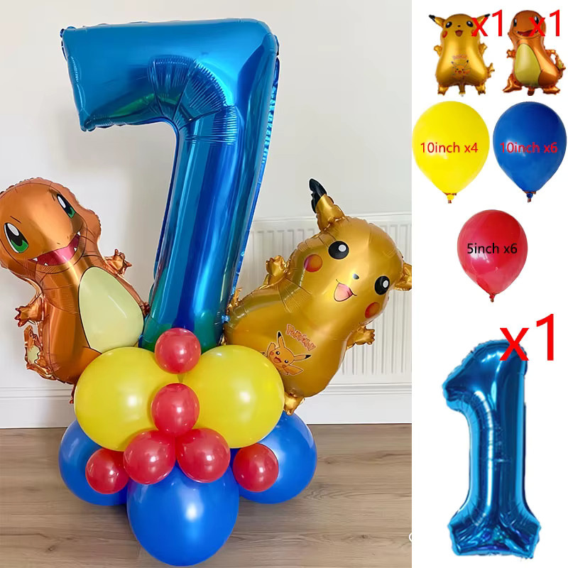 Potdemiel Ballon Set mit Cartoon Monster Pikachu und Charmander für Kindergeburtstage und Baby Shower Dekorationen in Mehrfarbig - Bild 2