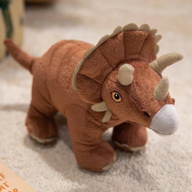 Yiran toy Jurassic Dinosaurier Plüschtiere, Triceratops Stegosaurus Tyrannosaurus Rex, Braun - Bild 1
