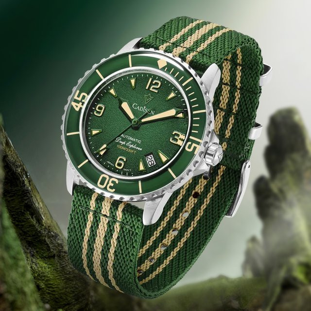 CADISEN Armbanduhr, Automatik, Edelstahl, Grün, Textil/NATO, Herren - Bild 1