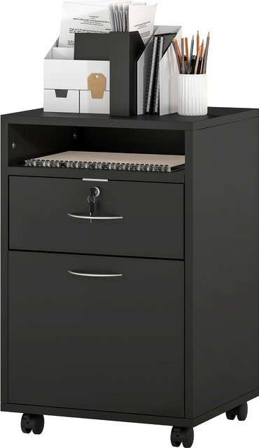 HOMCOM Büroschrank in Schwarz mit Schublade, Schloss und Bremsrollen, B/T/H: 40 x 35 x 60 cm - Bild 1