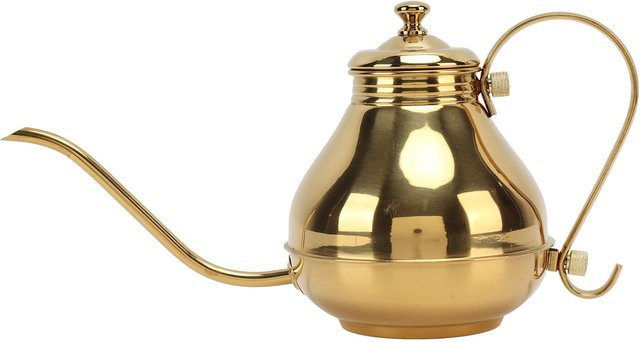 CosyHome Edelstahl Teekanne und Kaffeefilterkessel in Gold mit dünnem Ausguss für Tee und Kaffee - Bild 1