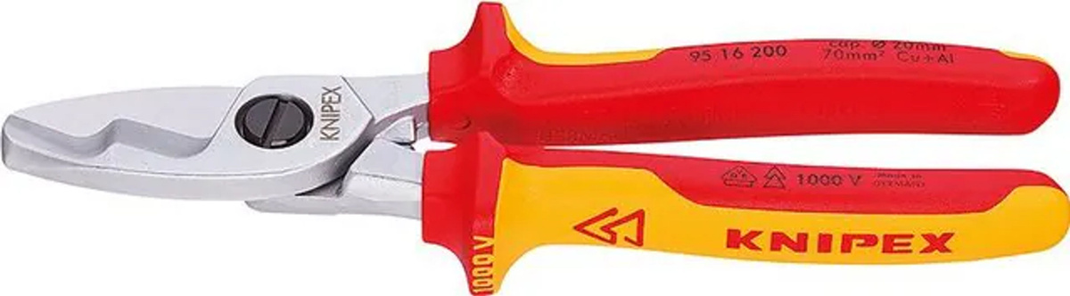 Knipex Kabelschere 95 16 200 mit Doppelschneide, isoliert, VDE-geprüft, silber - Bild 2