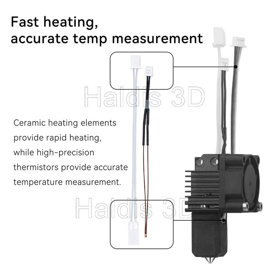 Bambu Lab Hotend Kit mit Lüfter und 0,4mm gehärteter Stahl Düse für P1 P1S P1P und X1 X1C 3D Drucker in Schwarz - Bild 2