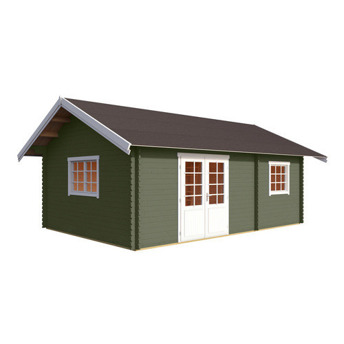 Lasita Gartenhaus Caroline Satteldach grüngrau lasiert B/H/T: 675 x 330,6 x 489,9 cm - Bild 2