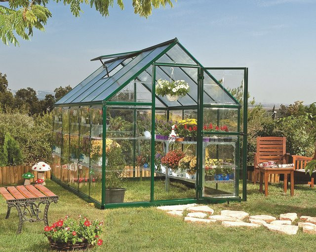 Palram Canopia Hybrid Gewächshaus mit Polycarbonat in Grün, L x B x H: 306 x 185 x 209 cm - Bild 1