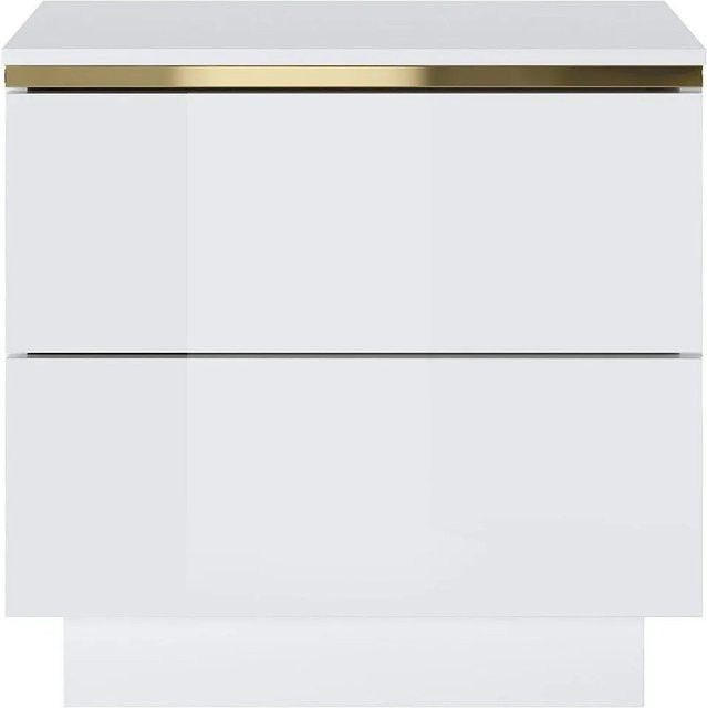 Nachttisch Vukia von Vente-unique in Weiß mit Gold-Akzenten, Breite: 50 cm - Bild 1