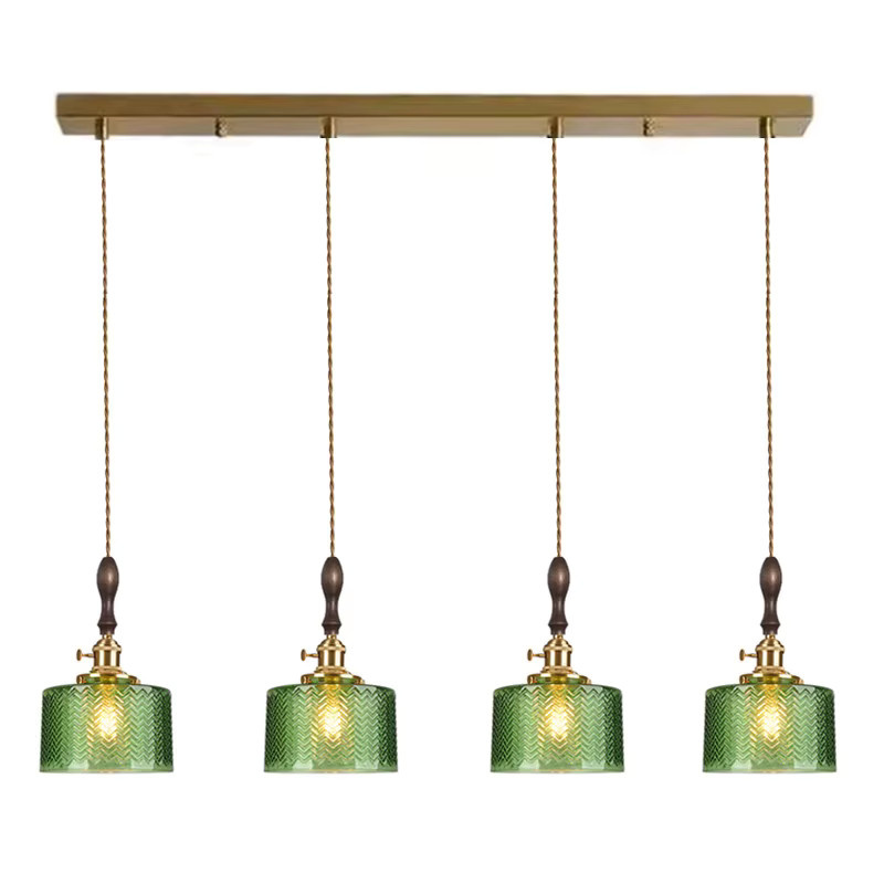 Ramalho Moderne LED Pendelleuchte in Gold/Messing mit grünem Glas für Wohnzimmer und Esszimmer - Bild 2
