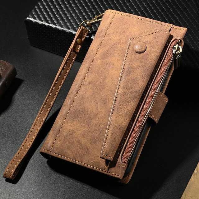 Luxus Leder-Kartenetui Flip-Cover für Samsung Galaxy A56 5G, A55, A35, A25, A54, A36, A26, A16, A17, A37 in Blau und Braun - Bild 1
