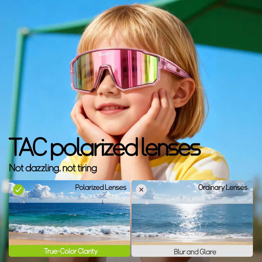 SCVCN Sportsonnenbrille Kinder, Vollrand, rot, Kunststoff - Bild 3