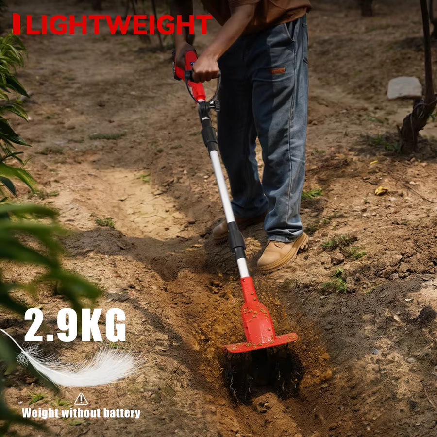 ONEVAN Bürstenloser Elektrischer Rotationsgrubber Kultivator in Rot für Makita LXT Akku, 15 cm Arbeitsbreite - Bild 3