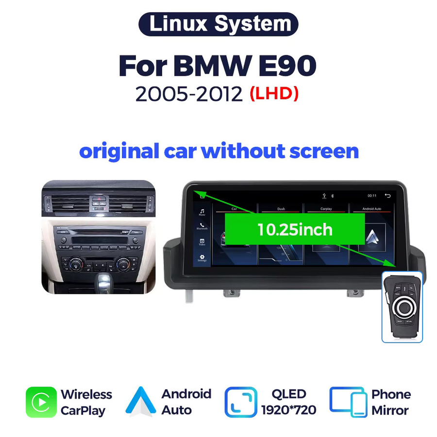 MEKEDE Wireless CarPlay und Android Auto Multimedia-Player mit Linux-System für BMW 3er Serie E90 E91 E92 E93 (2005-2012), 10,25 Zoll 2Din Autoradio mit Bluetooth und GPS, Schwarz - Bild 7