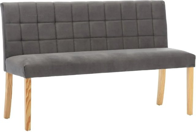 vidaXL Bank mit Stepp-Design in Grau aus Samt, Breite: 140 cm - Bild 1