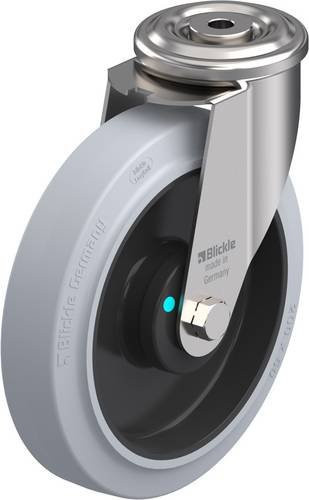 Blickle Lenkrolle LEXR-POEV 200KAD-SG in Schwarz-Grau aus Edelstahl mit 200 mm Rad-Durchmesser und 300 kg Tragfähigkeit - Bild 1
