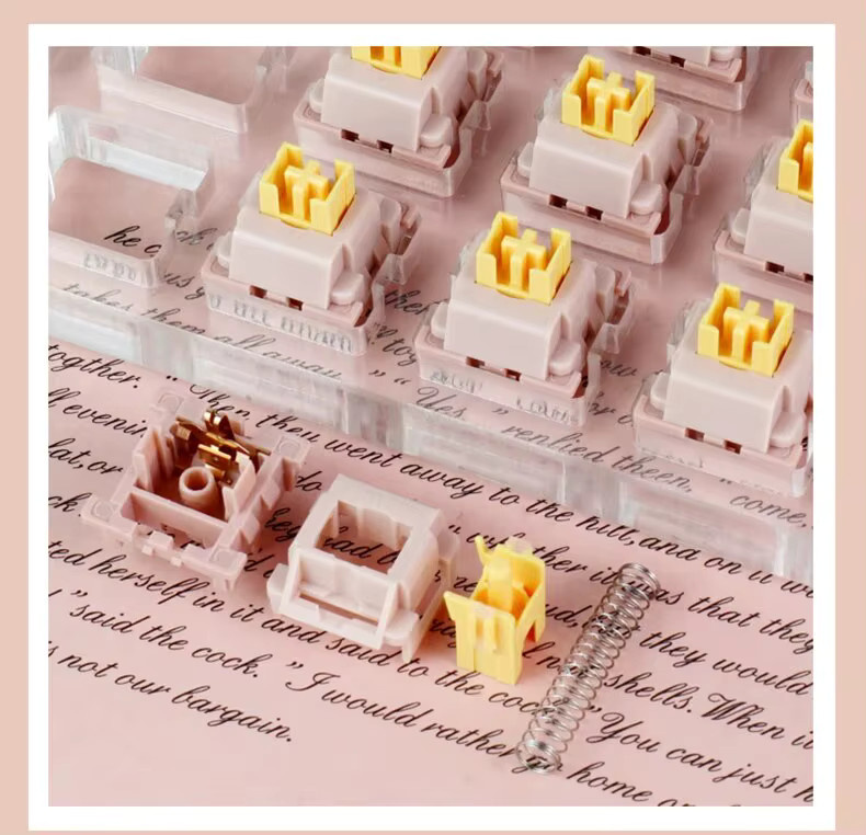 Outemu Peach/Lemon V2 Silent Switches für mechanische Tastaturen, Linear oder Tactile, 5-Pin Hot-Swap DIY, Pink - Bild 2