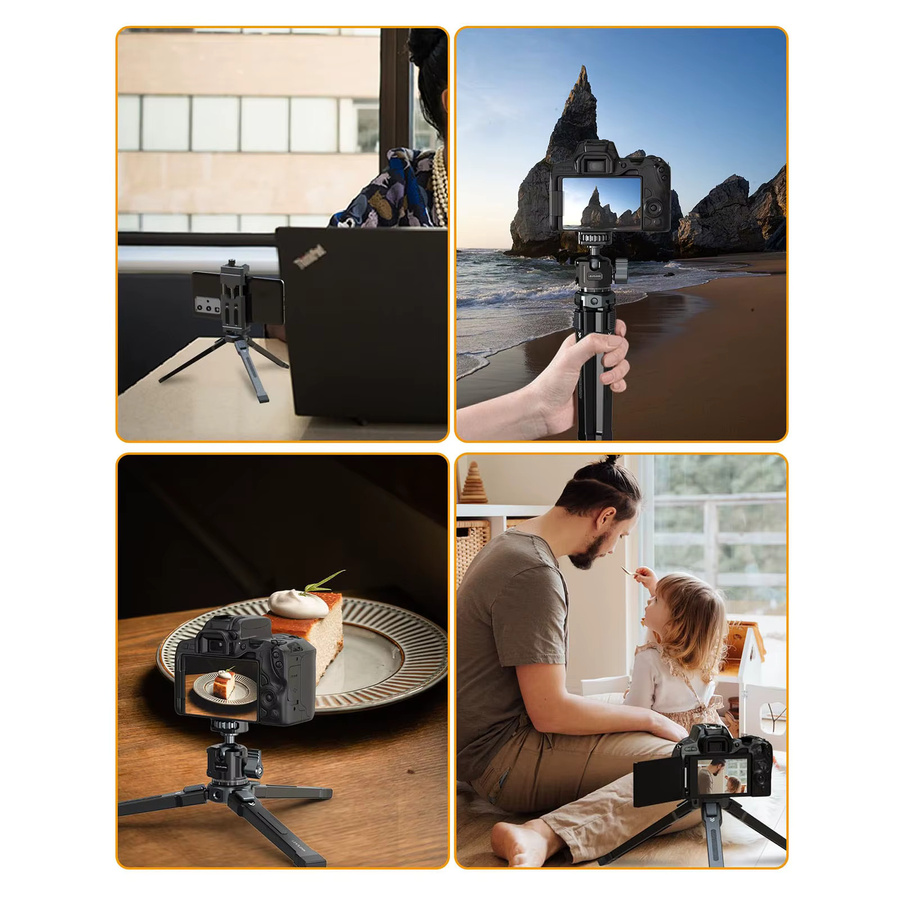 Leaplight Mini-Desktop-Stativ aus Aluminiumlegierung für Telefon und DSLR-Kamera in Schwarz oder Grau - Bild 2