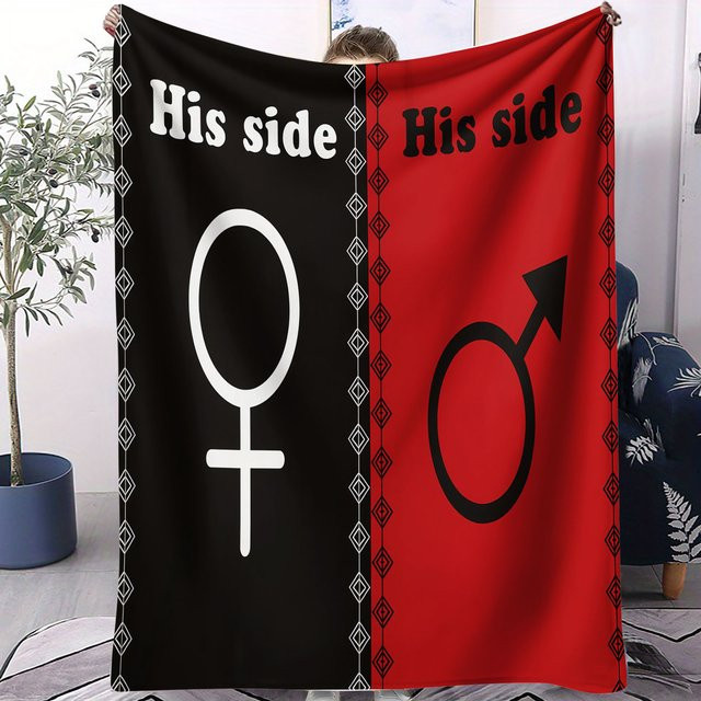 ZIZ Flanelldecke für Paare mit Herz-Kronen-Aufdruck in Multicolour - Bild 1