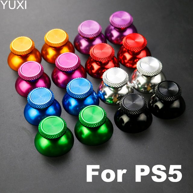 YUXI 2er-Set Metall Analog Joystick Thumbstick Grip Caps Ersatzteile für PS5 Controller in Silber und Multicolour - Bild 1