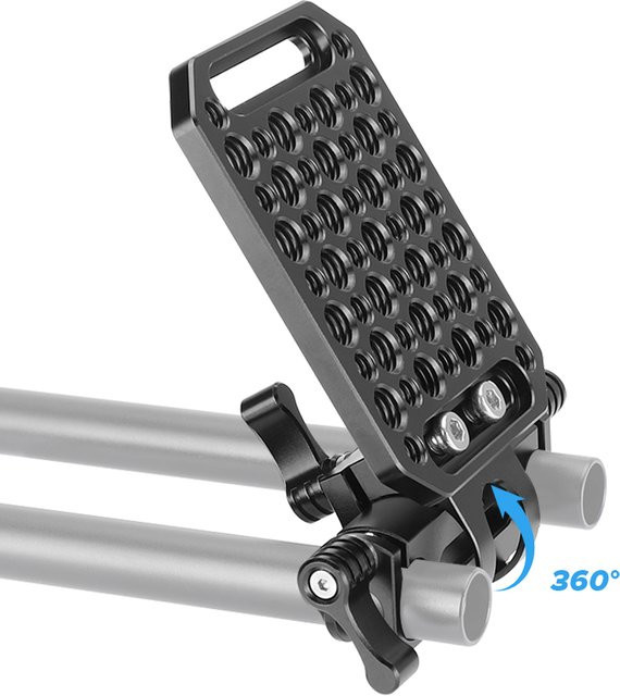 KIMRIG Multifunktionale Stativmontage-Käseplatte mit 360 Grad drehbarem 15 mm Stangenklemmadapter in Schwarz für DSLR-Fotostudios - Bild 1