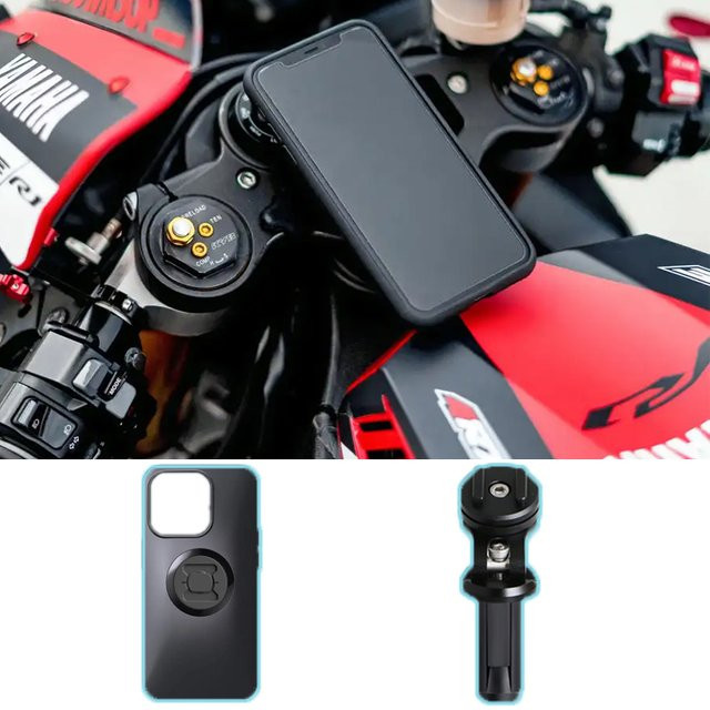 Sadione Motorrad Handyhalterung für iPhone 15 Pro Max und 12 mm Lochdurchmesser in Schwarz - Bild 1