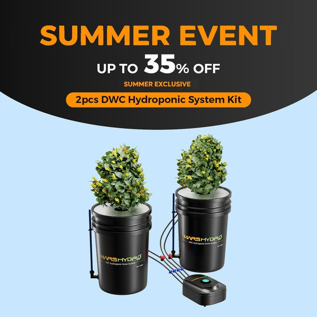 Mars Hydro DWC Hydroponics Grow System Tiefwasserkultur mit 2 schwarzen 5-Gallonen-Eimern für Indoor-Pflanzen - Bild 1