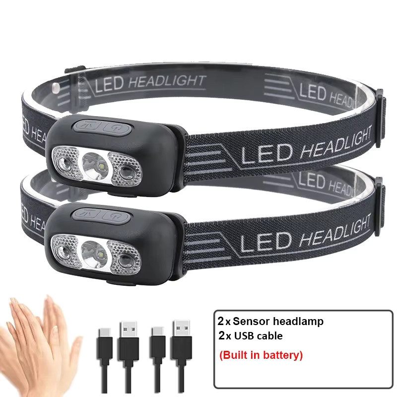 ZHIYU LED Stirnlampe mit Bewegungssensor, wiederaufladbare Taschenlampe in Schwarz - Bild 7