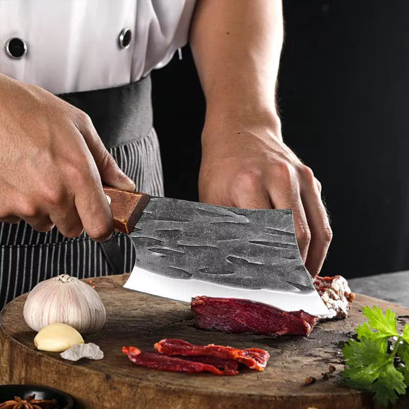 InLeung Hackmesser aus Edelstahl mit Holzgriff in Silber für Fleisch, Fisch und Gemüse - Bild 6