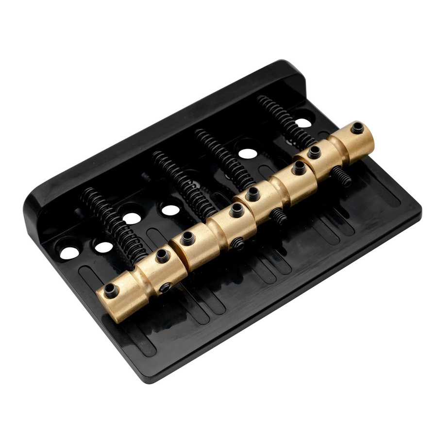 Music lily Pro 4-saitige Bassbrücke für Hardtail mit Messing-Sätteln und Zinklegierung-Platte, Saitenabstand 57 mm, Silber - Bild 3