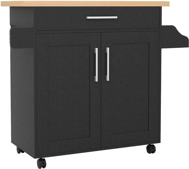 Costway Kücheninselwagen mit Schublade Schwarz B/T/H: 111 x 40 x 90 cm - Bild 1