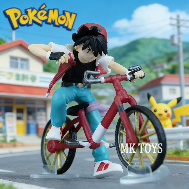 Bandai Pokémon Roter Ash Ketchum beim Radfahren, Actionfigur, 6cm - Bild 1