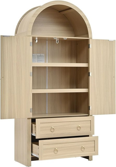 okwish Sideboard Vintage mit Doppelschubladen in Natur, B/T/H: 80 x 40 x 180 cm - Bild 1
