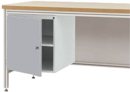 Manuflex Gehäuse-Unterbau ZB4974.9006 für ALU-Arbeitstische in Grau/Silber mit Türanschlag rechts, Nutzhöhe: 50 cm, für Tischtiefe: 80 cm - Bild 1