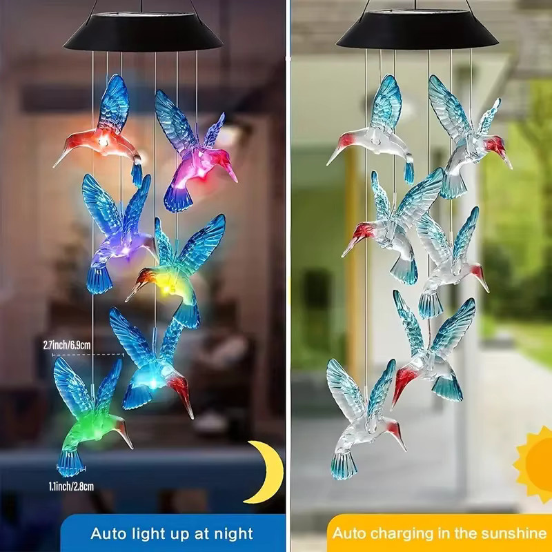 Solar Windspiel Peach Forest mit 6 RGB LED für Garten und Außenbereich - Bild 2