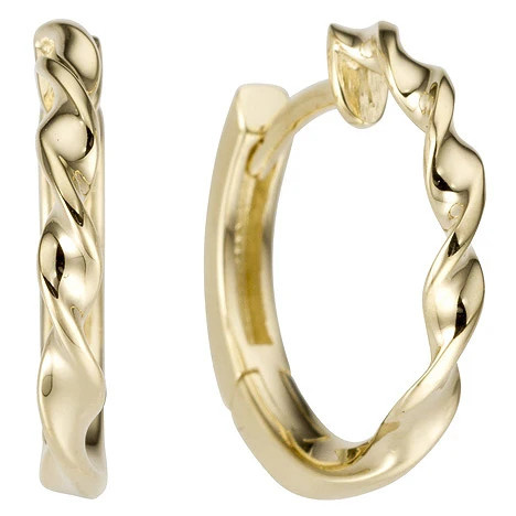 Colfem Creolen gedreht, 585 Gelbgold, Unisex - Bild 1