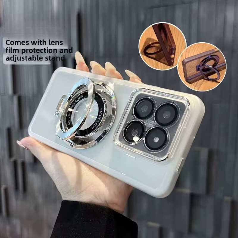 Stoßfeste transparente TPU-Handyhülle mit magnetischer Halterung und Linsenschutz für Xiaomi 17T Pro, 15T, 14T und 17 Pro Max in Lila - Bild 1