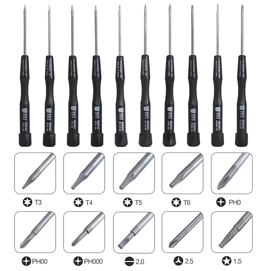 BES 10-in-1 Präzisions-Schraubendreher-Set mit Petalobe, Torx, Schlitz, Kreuzschlitz und Y-Typ Bits für Handy, Uhren und Computer-Reparaturen - Bild 6