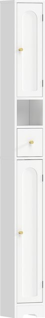 HOMCOM Badezimmerschrank als schmaler Hochschrank in Weiß mit Schublade, gewölbten Türen und offenem Fach, B/T/H: 20 x 20 x 185 cm - Bild 1