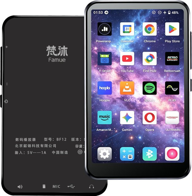 Famue BF12 MP3-Player mit Android 10, 4-Zoll-Touchscreen, Bluetooth und WLAN in Schwarz - Bild 1